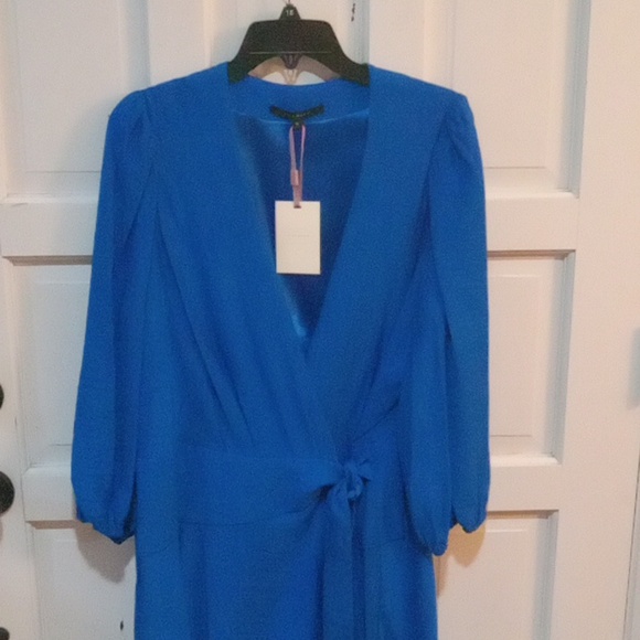 Anne Klein Dresses & Skirts - Anne Klein Lapis Blue V-neck Wrap Dress 3/4 Sleeve Size 18